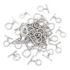 38Pcs Platinum Toggle Clasp, 19 Styles Bracelet Closure Clasps IQ Toggle Clasps Oval Flower Heart Clasp Fastener Hook Toggles Connectors for Necklace Bracelet Jewelry Making - color: Platinum-19 Styles