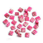 Xilitata Natural Rose Red Emperor Stone Beads, Each Approximately 5x5x2mm Square 2-Hole Spacer Bead, are Used to Make Bracelets, Earrings, Necklaces, with Each String Measuring 15-16 Inches - color: Rose Red Emperor Stone