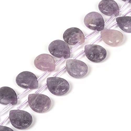 Natural Lepidolite Lithium Mica Faceted Teardrop Healing Gemstone Loose Beads for Jewelry Making Strand 15 Inch - color: Lepidolite Lithium Mica