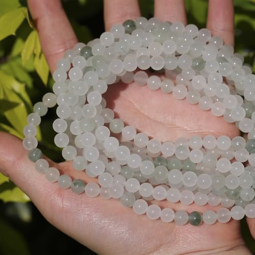 6mm Natural Stone Beads 65pcs White Jade Jasper Polished Round Smooth Crystal Loose Gemstone Beads for Jewelry Making DIY Bracelet Necklace Earring Crafts Supplies - color: White Jade 6mm-65pcs