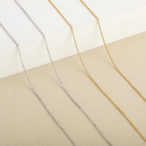 SMYHTGLIF 2 Rolls Total 65.6 Feet Oval Cable Chain for Jewelry Making Gold & Silver Stainless Steel Jewelry Making Chains DIY Craft Jewelry Findings - size: 1.9×1.5mm