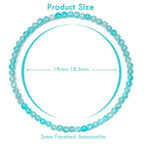 BONNY BOXX Natural Genuine Gemstone Faceted Round Beads Bracelets, 3mm Adjustable Stretchy Tiny Faceted Black Tourmaline Bracelet, Healing Crystal Reiki Chakra Dainty Jewelry Fashion Gifts - color: Amazonite