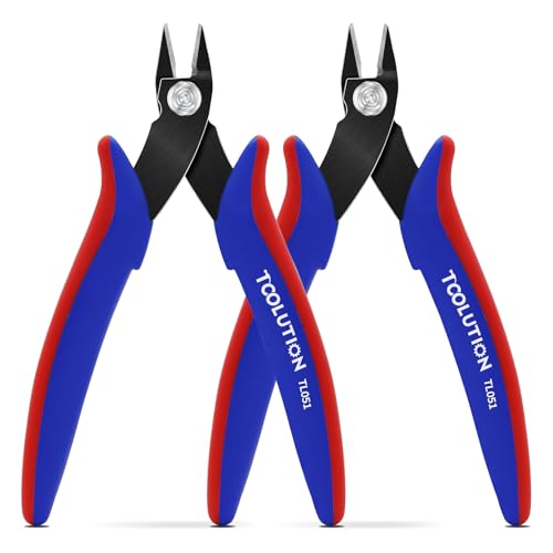 Flush Wire Cutters - 2 Pack Small Diagonal Cut Pliers Side Cutter Snips Bulk - Micro Clippers for Zip Tie Plastic Model 3D Printer - Mini Nippers for Crafting Electrical Jewelry Making - size: 2 Pack