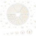 PH PandaHall 2200pcs No Holes Pearls, White Pearl Beads Undrilled Imitated Pearl Beads Garment Acrylic Pearls for Crafting Table Scatter Wedding Decor, 2/3/4/5/6/8mm - size: Small