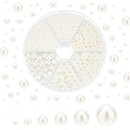 PH PandaHall 2200pcs No Holes Pearls, White Pearl Beads Undrilled Imitated Pearl Beads Garment Acrylic Pearls for Crafting Table Scatter Wedding Decor, 2/3/4/5/6/8mm - size: Small