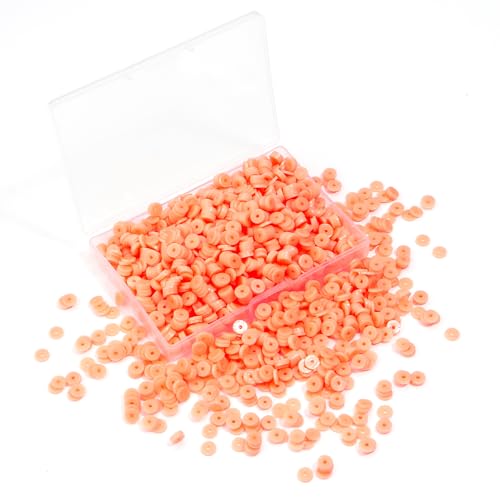 Orange Polymer Clay Beads, 6mm Heishi Bead for Jewelry Bracelets Necklace Making 1000PCS - color: Orange