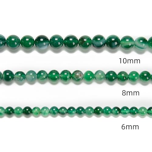122Pcs(2 Strand/Set) 6mm Green Stripe Agate Smooth Round Beads Natural Stone Beads AAA Grade Premium Round Gemstone Genuine Real Stone Loose for DIY Bracelet Jewelry String Making - color: Green Stripe Agate, size: 6mm