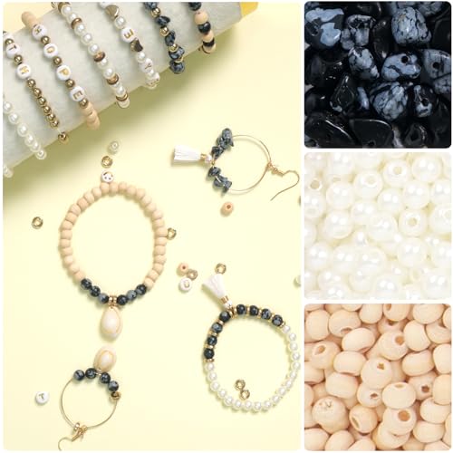 TOIPINIO Bracelet Making Kit Jewelry Making Supplies Kit Natural Stone Beads for Irregular Natural Stone with for DIY Craft Friendship Bracelet/Necklace/Earrings for Adults (Snowflake Obsidian) - color: Snowflake Obsidian