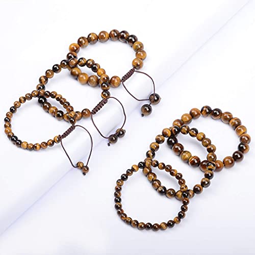 AD Beads Natural Gemstone Round Loose Beads 15" for Bracelet Necklace Earrings Jwelery Making Crafts DIY (4mm, Yellow Tiger Eye) - color: Yellow Tiger Eye, size: 4mm