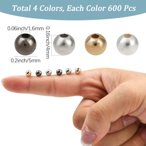 1 Box 2400PCS 5MM Mixed Color Spacers Ball Bead with Holes Spacer Filled Round Small Charms CCB Plastic Smooth Loose Beads Bulk for Jewelry Making Bracelets Necklaces DIY Craft Supplies - size: 5mm 2400pcs