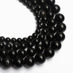 About 35pcs 10mm Natural Stone Beads Black Obsidian Beads Crystal Gemstone for Jewelry Making, DIY Bracelet Necklace - color: Black Obsidian, size: 10mm