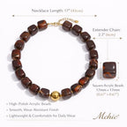 Mchic Colorful Beaded Choker Necklace for Women: Boho Large Square Acrylic Beaded Necklace Stainless Steel Adjustable Surfer Beach Strand Necklaces Summer Handmade Jewelry Gift for Women - color: Brown