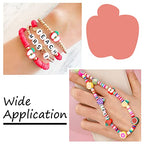 50PCS Handmade Polymer Clay Beads Apple Slice Shape Loose Bead Fruit Theme Spacer Beads Apple Bracelet Bead for DIY Bracelet Necklace Earring Charm Anklets Keychain Gifts Jewelry Making Hole 1.6mm - color: Apple Slice