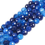 6mm Blue Agate Faceted Gemstone Round Loose Beads Strand 15.5-16" DIY Jewelry Making - color: Blue Agate
