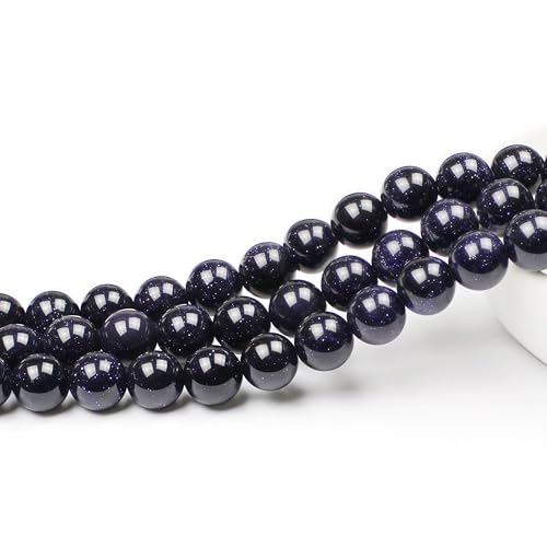 MJDCB Natural Stone Beads Blue Sand Stone Round Loose Beads for Jewelry Making DIY Bracelet Necklace (4mm) - color: Blue Sand Stone, size: 4mm