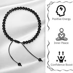 Amazing Gemstone Crystal Anklet Ankle Bracelets for Women - Waterproof Beaded Healing Crystal Anklets, Plus Size Chakra Gemstone Bead Anklet - color: Black Obsidian, style: Plain
