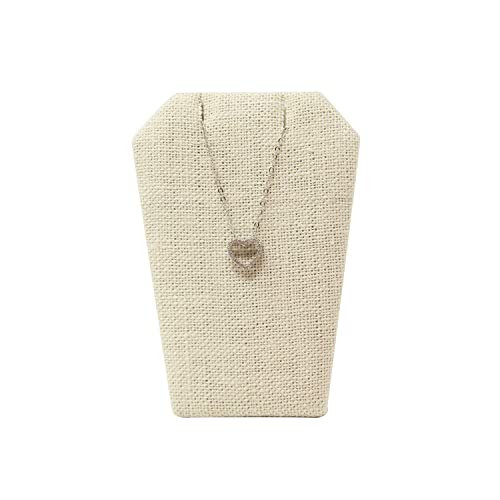 MOOCA 6 Pcs Set Beige Linen Mini Earring Stand Necklace Chain and Pendant Display Stand, Jewelry Display Holder Stand, Jewelry Showcase, 3 1/4 in Height - color: Beige Linen
