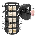 Ikee Design Free Assembly Natural Wood Hexagon 6 Sided Rotating Jewelry Display Stand Tower,60 Removable Metal Hooks,Keychain Earring Display Stand Tower for Selling,Showcase,Black Color - color: 6 side, Black, 60 hooks