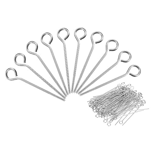 PATIKIL 200Pcs 304 Stainless Steel Jewelry Eye Pins 16mm 22 Gauge Silver Open Eye Pins for Jewelry Making DIY Craft Necklaces Bracelets Earrings - color: Silver, size: 16mm