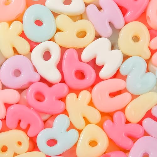 180pcs Pink Large Letter Beads Big Chunky Letter Bead A-Z Acrylic Alphabet Bubble Beads for Paracord Bead Bag Charm Keychains Crafts Education Leaning (Pink) - color: pink&blue