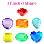 Niceup 200+pcs Kids Gemstones Toys for Pirate Treasure Princess Party Favor Pool Diving Gems Vase Filler Plastic Acrylic Fake Jewels Decors with Heart Diamond Drop Oval Rectangle Square Triangle - style: Diamond 7-Style Mini (about 200pcs)