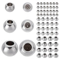 PLIGREAT 150 Pcs Memory Wire End Caps Mixed Bulk Stainless Steel Cord End Caps 3mm 4mm 5mm Round Half Drilled Beads for DIY Bracelet Necklace Earrings Jewelry Making
