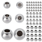 PLIGREAT 150 Pcs Memory Wire End Caps Mixed Bulk Stainless Steel Cord End Caps 3mm 4mm 5mm Round Half Drilled Beads for DIY Bracelet Necklace Earrings Jewelry Making