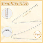1 Box 30Pcs 24 Inch Silver Ball Chain Necklace Bulk Ball Bead Necklace Chains Metal Adjustable Ball Beads Chain with Connector Clasp for Jewelry Making Chains Supplies DIY Necklace Crafts - color: Silver