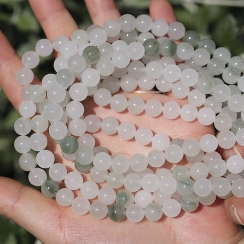 Natural Stone Beads White Jade 8mm Polished Round Smooth Gemstone Beads for Jewelry Making Supplies 15 Inch(45Beads) - color: White Jade 8mm-45pcs
