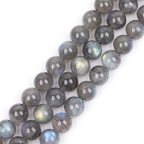 GEM-Inside Rainbow Flash Gray Labradorite Gemstone AAA Grade Natural 12mm Blue Crystal Energy Stone Power Beads for Jewelry Making 15" - color: Aaa Transparent Labradorite, size: 12mm
