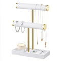 bussdis 2 Tier Bracelet Holder Display - Detachable T Bar White Velvet Bracelet Holder, Jewelry Holder Organizer for Bracelet, Necklace, Earrings, Rings - color: White