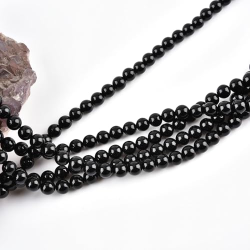 4mm Natural Black Onyx Beads Round Agate Gemstone Loose Beads for Jewelry Making (88-95pcs/strand) - color: Black Onyx, size: 4mm