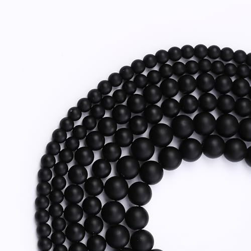 Frosted Black Glass Stone Beads for Jewelry Making Gemstone Round Crystal Bracelet Necklace 15.5inch 32PCS 12MM - color: Frosted Black Glass, size: 12MM