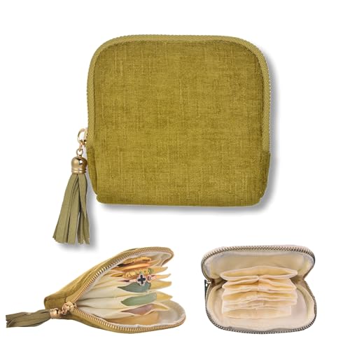 Small Travel Jewelry Case, Soft Velvet Organizer Pouch for Bangles, Bracelets, large Earrings, Beaded necklaces, Anti-Scratch & Portable Jewelry Bag Holder for Daily Use & Gift (Olive Green) - color: Olive Green
