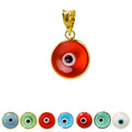 MIZZE Made for Luck Gold Plated 925 Sterling Silver 10 MM Round Glass Evil Eye Charm Pendant - 7 Colors to Choose from - color: Transparent Red