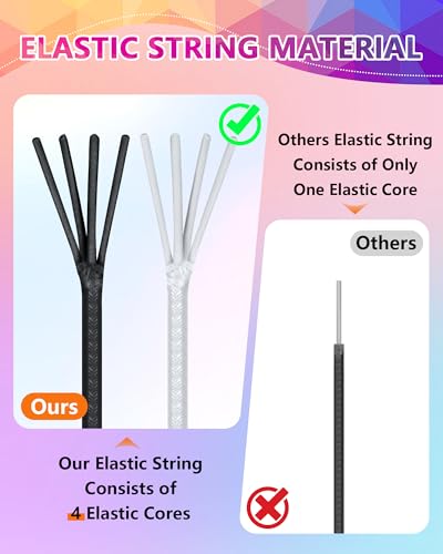 2 Rolls FIVEIZERO Black White Elastic Bracelet String,1mm,1.2mm,1.5mm Elastic Cord for Beading Stretchy String with Beading Needle for Bracelets, Sewing, Necklace, Jewelry Making and Crafts - size: 1.5MM, style: Black White