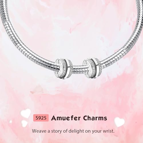Clip Stopper Spacer Charms for Bracelets Necklaces, Compatible with Pandora,Jewery Mking DIY - style: Sparkling Pavé Lines Clip Silver