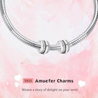 Clip Stopper Spacer Charms for Bracelets Necklaces, Compatible with Pandora,Jewery Mking DIY - style: Sparkling Pavé Lines Clip Silver