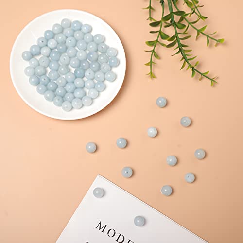 45pcs 8mm Natural Stone Beads Aquamarine Beads Energy Crystal Healing Power Gemstone for Jewelry Making, DIY Bracelet Necklace - color: Aquamarine, size: 8mm
