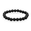 Bling Jewelry Natural Multi Color Semi Precious Gemstone Round Bead 8MM Strand Stackable Stretch Bracelet For Women Men Teen Unisex - color: Black Onyx