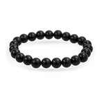 Bling Jewelry Natural Multi Color Semi Precious Gemstone Round Bead 8MM Strand Stackable Stretch Bracelet For Women Men Teen Unisex - color: Black Onyx