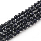 4mm 90pcs Natural Blue Sandstone Stone Beads, Songxi Small Faceted Round Loose Gemstone for Jewelry Making, DIY Art and Craft, Bracelet Necklace (1 Strand) - color: Blue Sandstone, size: 3.7-4.2mm
