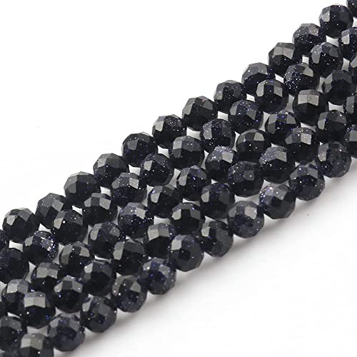 3mm 120pcs Natural Blue Sandstone Stone Beads, Songxi Small Faceted Round Loose Gemstone for Jewelry Making, DIY Art and Craft, Bracelet Necklace (1 Strand) - color: Blue Sandstone, size: 2.8-3.3mm