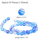 uxcell Matte Crystal Glass Beads 8mm Synthetic Frosted Shining Semi-Precious Round Loose Beads Synthetic Moonstone for Jewelry Making DIY Bracelet, Blue - color: Blue, size: 8mm