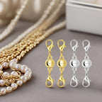 925 Silver Double Lobster Magnetic Necklace Clasps, Magnetic Necklace Clasps and Closures, Double Lobster Clasp Magnetic Jewelry Clasps for Necklaces (4pcs | Gold Silver) - color: 4pcs | gold silver