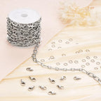Jabogrii 9.8 Feet Silver Paperclip Chain for Jewelry Making Stainless Steel Oval Link Chain Spool Handmade Jewelry Findings - color: Paperclip Silver