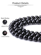 Jovivi 8mm Black Obsidian Gemstone Beads, 96pcs Energy Healing Crystals, Polished Round Smooth Stone Beads for Jewelry Making - color: Black Obsidian