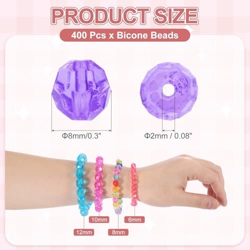 MECCANIXITY 400pcs Czech Faceted Bicone Beads 8mm Glass Spacer Bead Bulk for Jewelry Making & DIY Craft, Blue Purple - color: Blue Purple