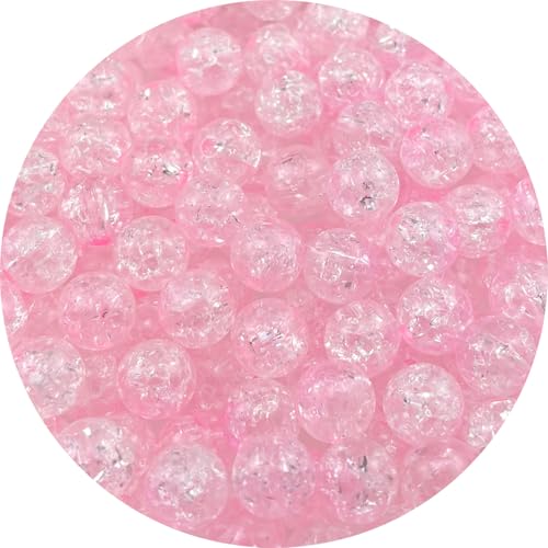 Jmassyang 200 Pieces 10mm Acrylic Crackle Beads Crystal Round Plastic Spacer Bead for DIY Decoration Necklaces Bracelets Earrings Jewelry Making(Pink) - color: Pink, size: 10MM