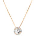 PAVOI 14K Gold Plated Post Faux Diamond Round Solitaire Pendant Halo Necklace | Gold Necklace for Women | Slider Adjustable - style: Circle